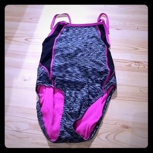 Black, grey and pink bathing suit